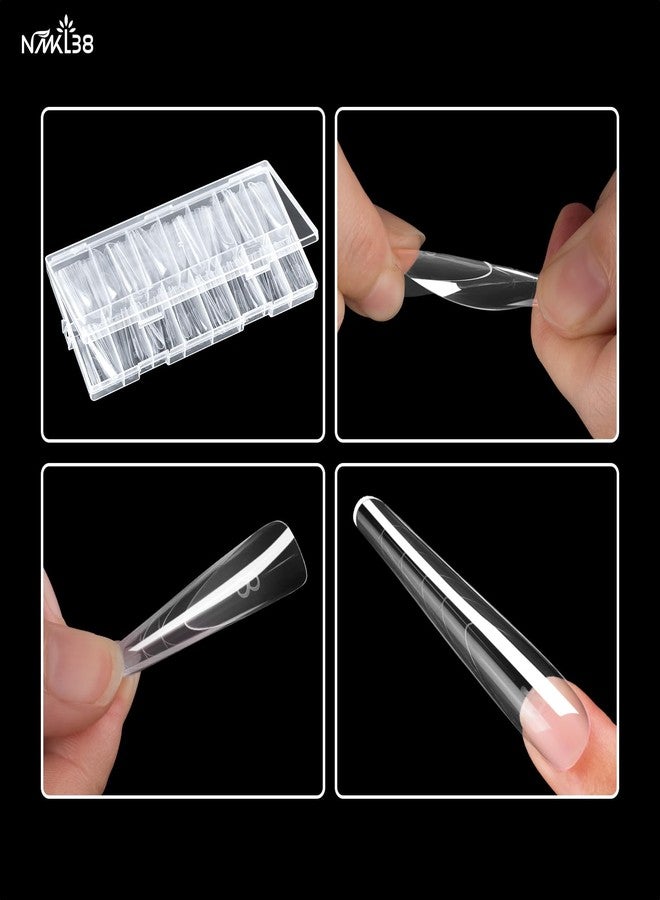 ان ام كي ال 38 NMKL38 مجموعة أدوات تجميل الأظافر NMKL38، 150 قطعة، قوالب أظافر شفافة مزدوجة، تغطي الأظافر بالكامل، أطراف أظافر مقوسة على شكل لوزة، أدوات لتطويل أظافر الأكريليك، مناسبة لصالونات تجميل الأظافر المصنوعة من البولي جل - Image 4